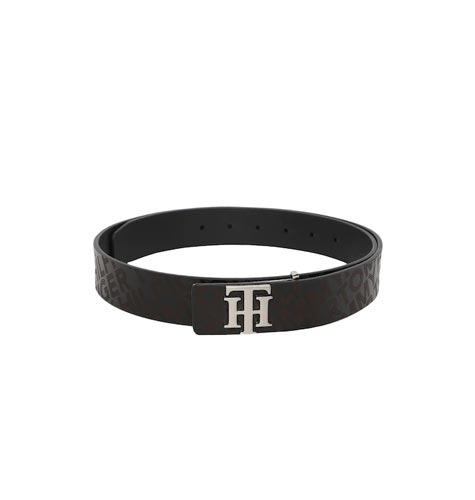 Men Black Textured Leather Belt